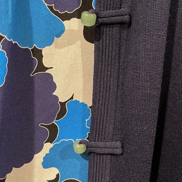 Shanghai Tang Long Navy Blue Silk Cardigan - Women’s Size XL - Picture 9 of 12
